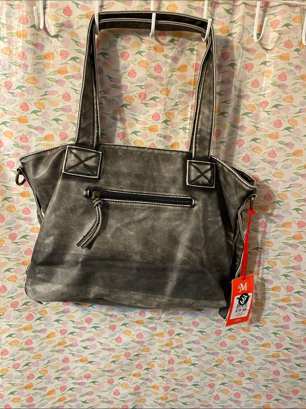 Montana West Metallic Gray Shoulder Tote